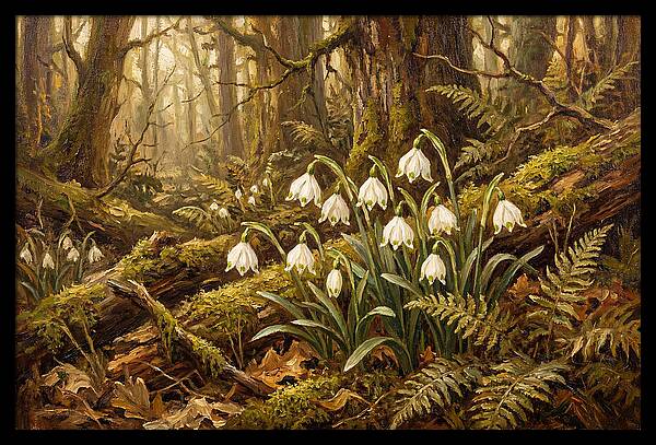Snowflake Leucojum Bells In Shady Woodland