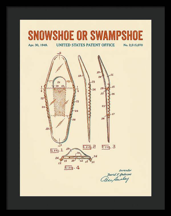 Snowshoe Or Swampshoe Retro Patent Us2515070a