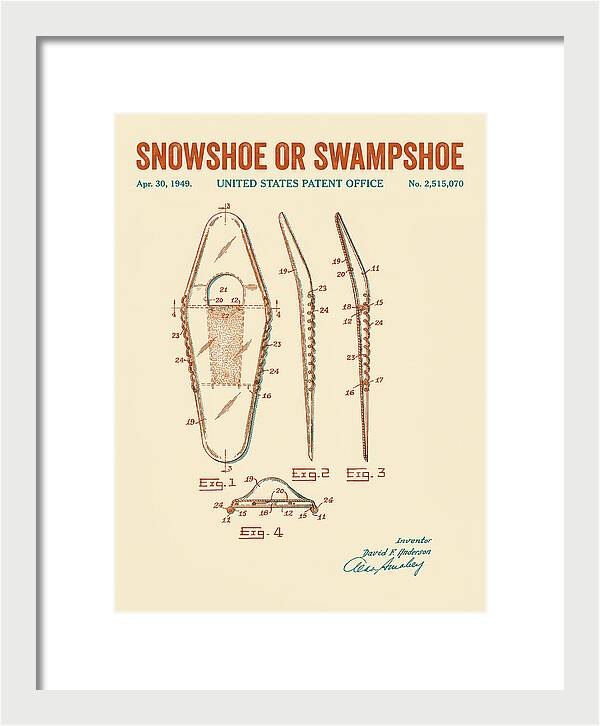 Snowshoe Or Swampshoe Retro Patent Us2515070a