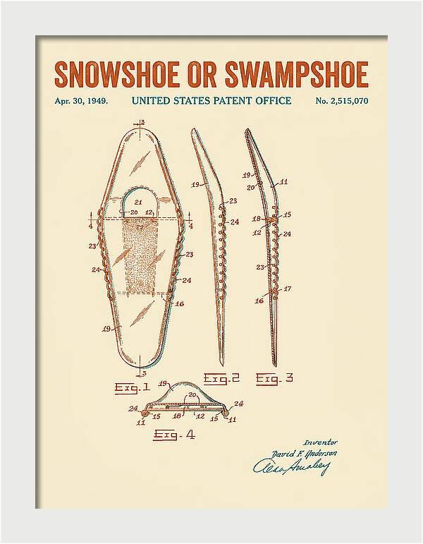 Snowshoe Or Swampshoe Retro Patent Us2515070a