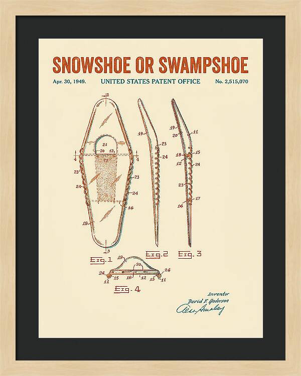 Snowshoe Or Swampshoe Retro Patent Us2515070a