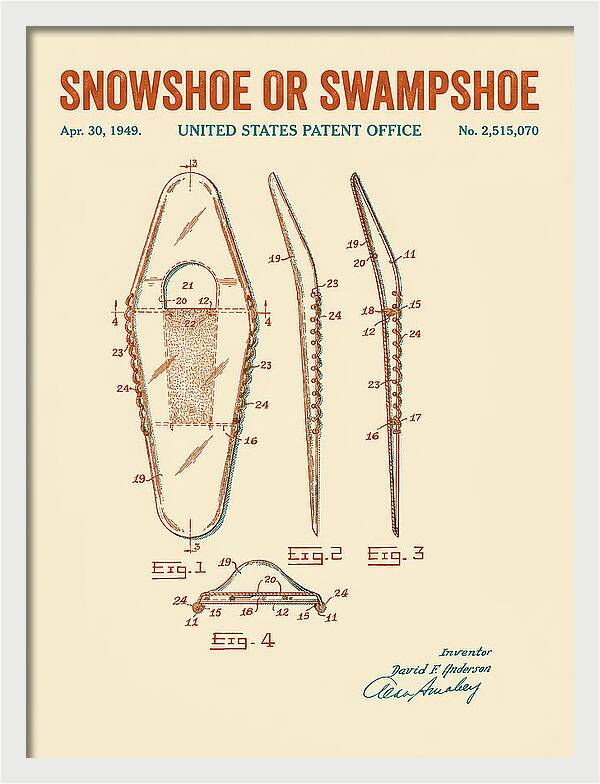 Snowshoe Or Swampshoe Retro Patent Us2515070a