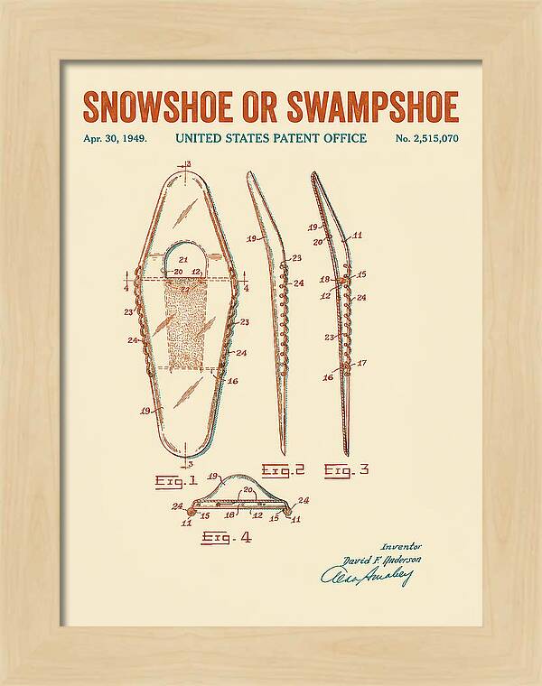 Snowshoe Or Swampshoe Retro Patent Us2515070a