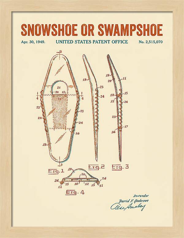 Snowshoe Or Swampshoe Retro Patent Us2515070a