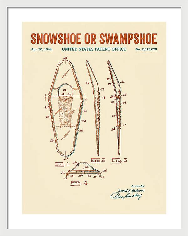 Snowshoe Or Swampshoe Retro Patent Us2515070a