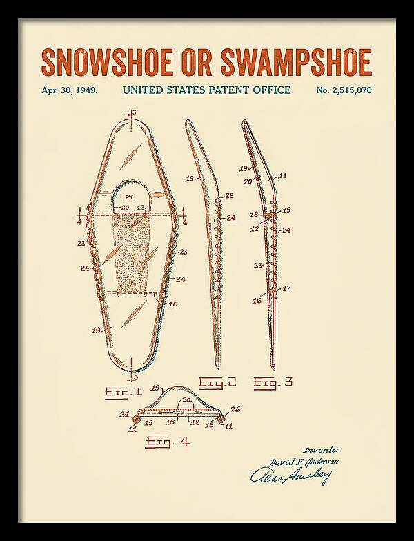 Snowshoe Or Swampshoe Retro Patent Us2515070a