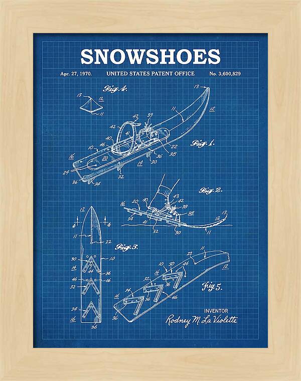 Snowshoes Blueprint Patent Us3600829a