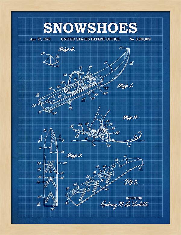 Snowshoes Blueprint Patent Us3600829a