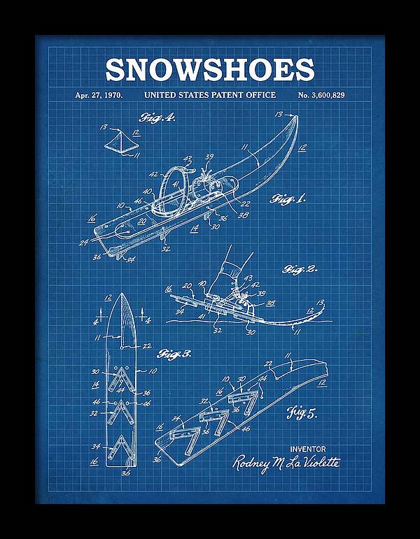 Snowshoes Blueprint Patent Us3600829a
