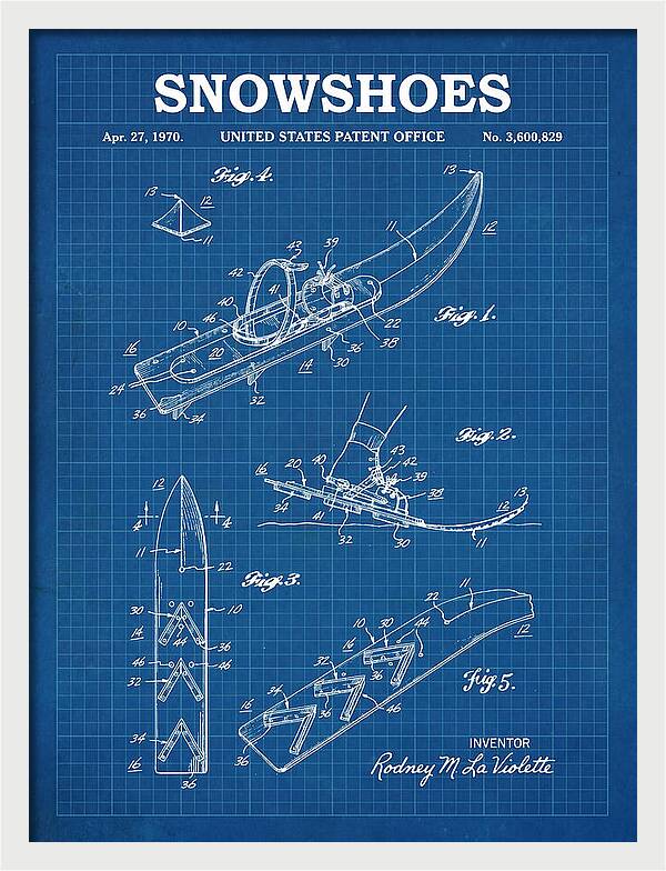 Snowshoes Blueprint Patent Us3600829a