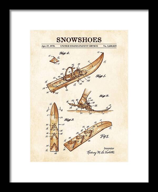 Snowshoes Watercolor Patent Us3600829a