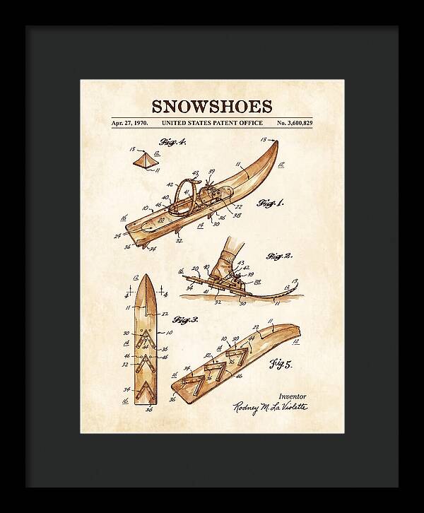 Snowshoes Watercolor Patent Us3600829a