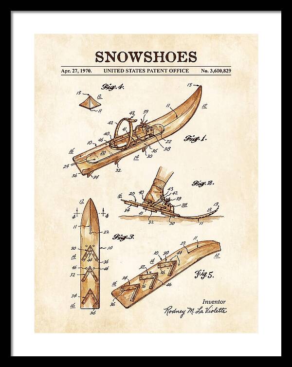 Snowshoes Watercolor Patent Us3600829a