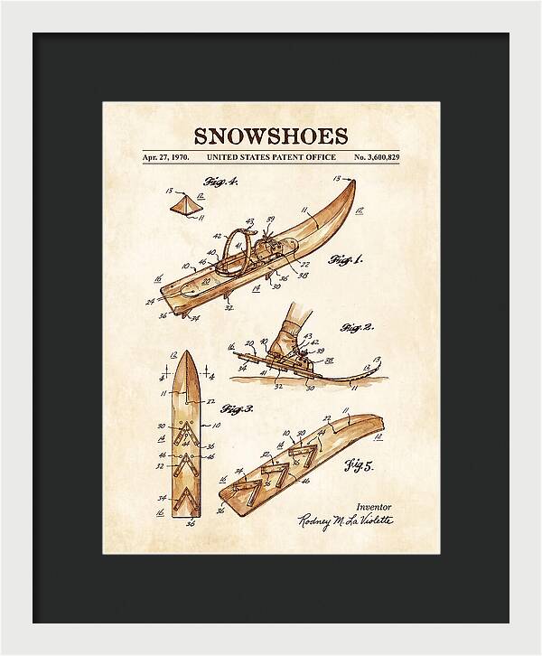 Snowshoes Watercolor Patent Us3600829a