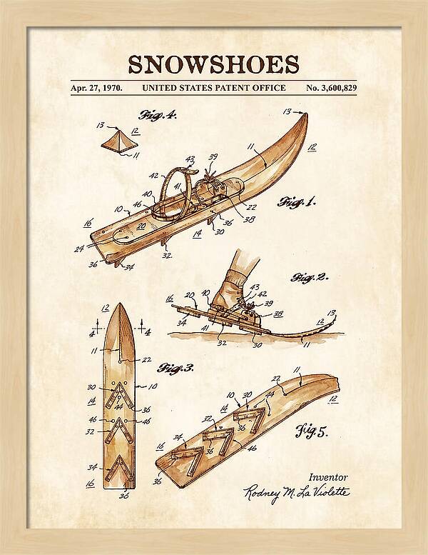 Snowshoes Watercolor Patent Us3600829a