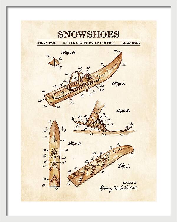 Snowshoes Watercolor Patent Us3600829a