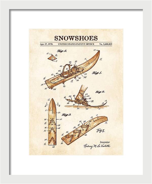 Snowshoes Watercolor Patent Us3600829a