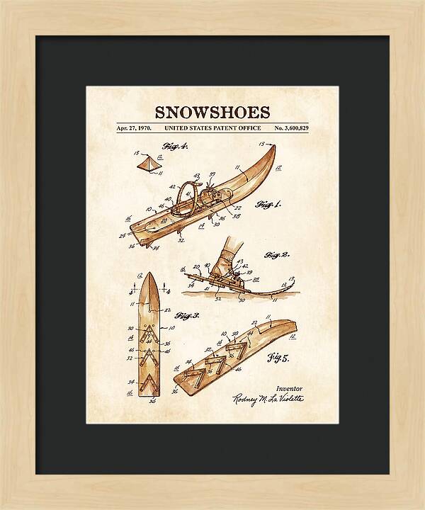 Snowshoes Watercolor Patent Us3600829a