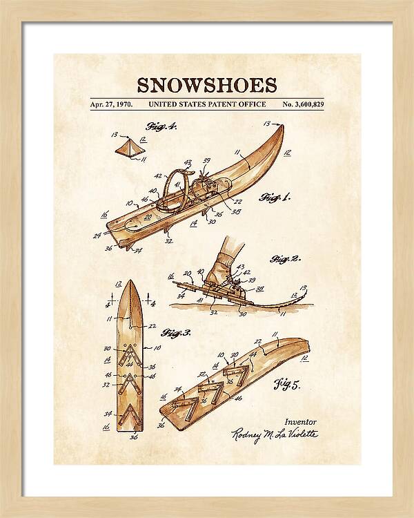 Snowshoes Watercolor Patent Us3600829a