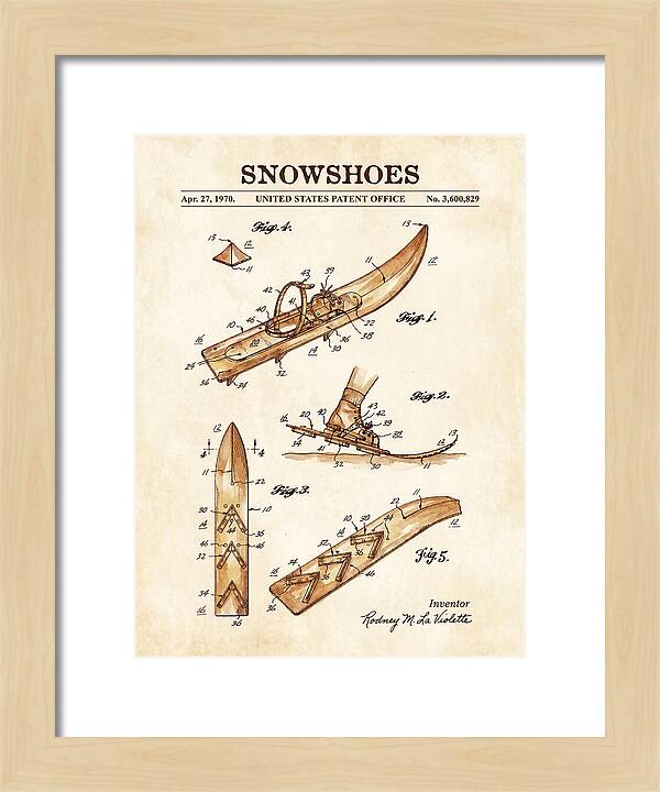 Snowshoes Watercolor Patent Us3600829a