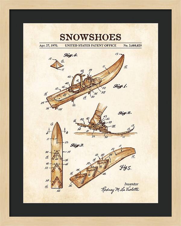 Snowshoes Watercolor Patent Us3600829a