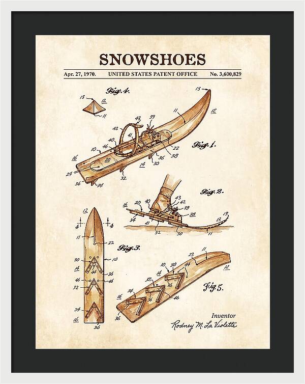 Snowshoes Watercolor Patent Us3600829a