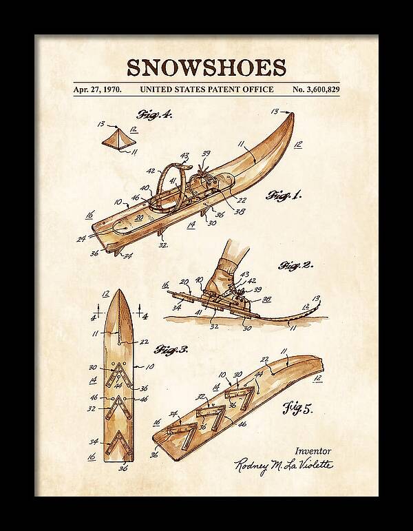 Snowshoes Watercolor Patent Us3600829a