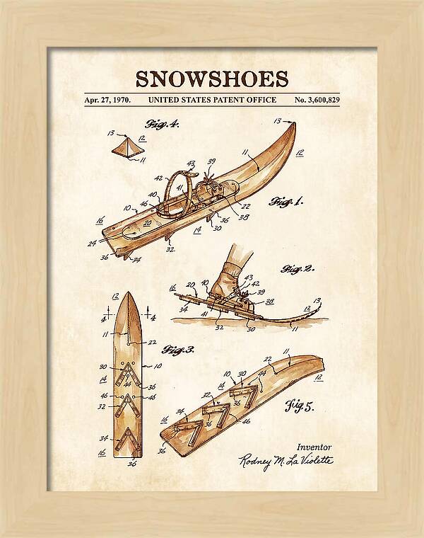 Snowshoes Watercolor Patent Us3600829a