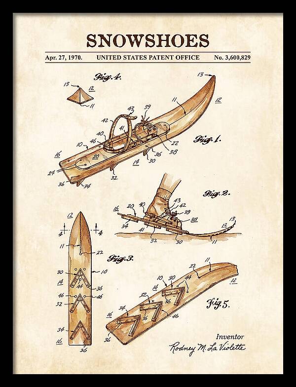 Snowshoes Watercolor Patent Us3600829a