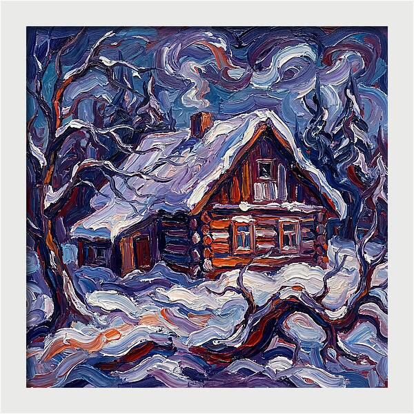 Snowy Cabin Serenity