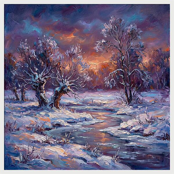 Snowy Field At Dusk