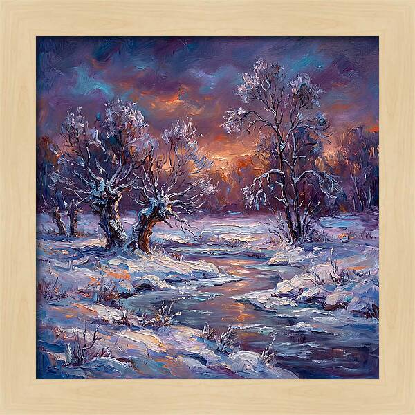 Snowy Field At Dusk
