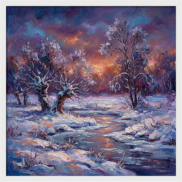 Snowy Field At Dusk