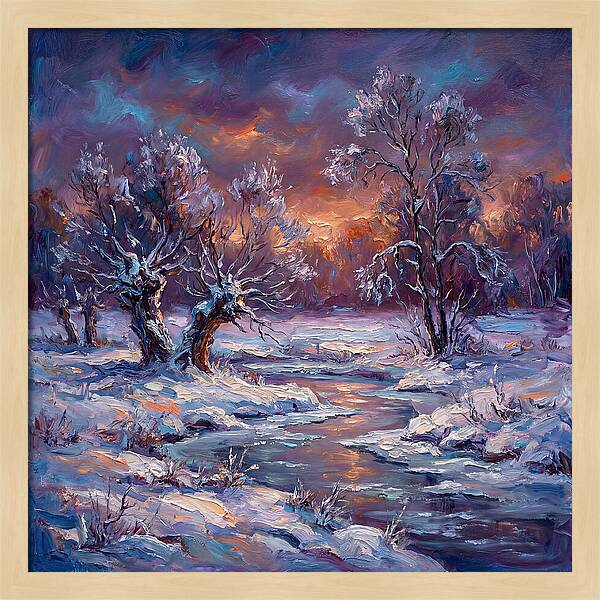 Snowy Field At Dusk