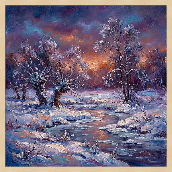 Snowy Field At Dusk