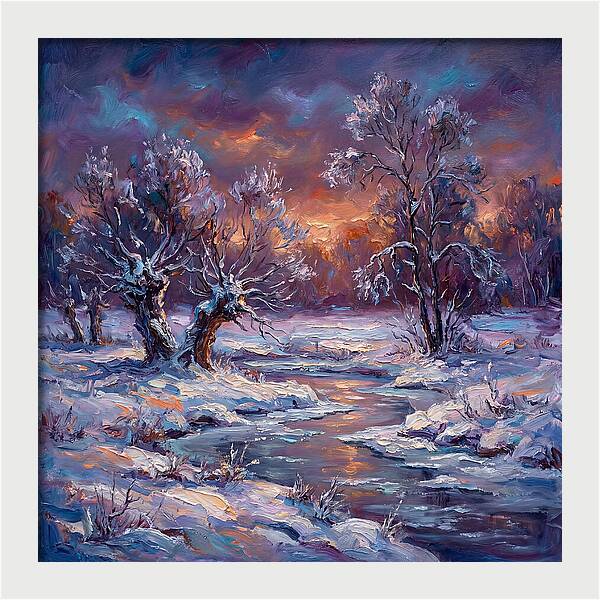 Snowy Field At Dusk