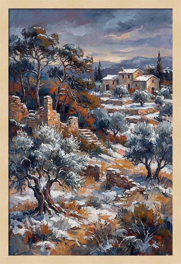 Snowy Mediterranean Landscape