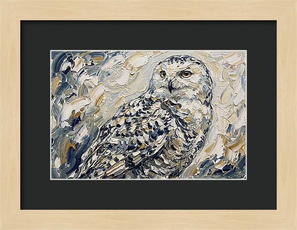 Snowy Owl In Palette Knife Style
