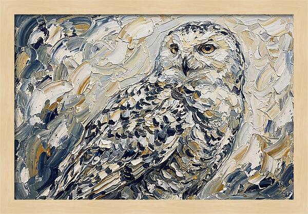 Snowy Owl In Palette Knife Style