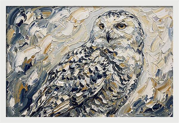 Snowy Owl In Palette Knife Style
