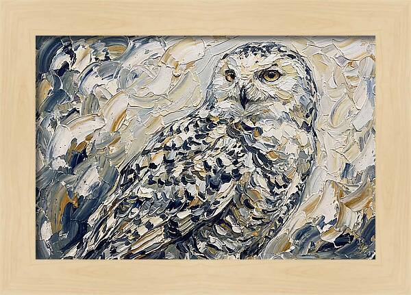 Snowy Owl In Palette Knife Style