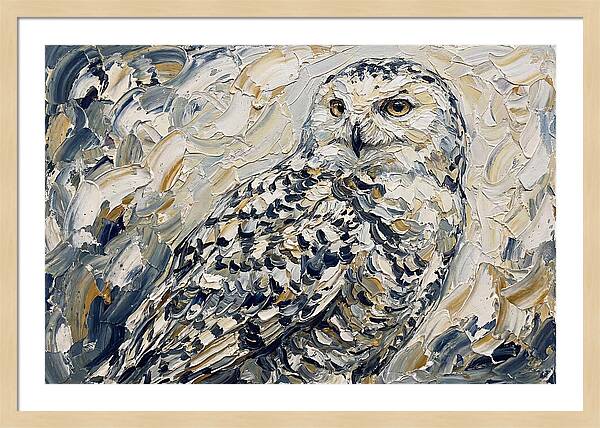 Snowy Owl In Palette Knife Style