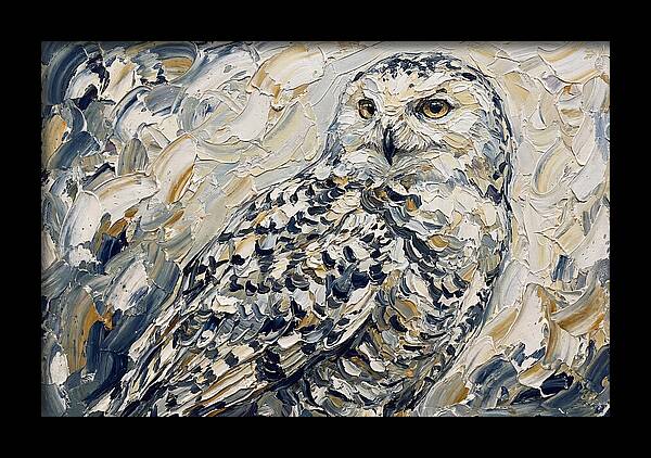 Snowy Owl In Palette Knife Style