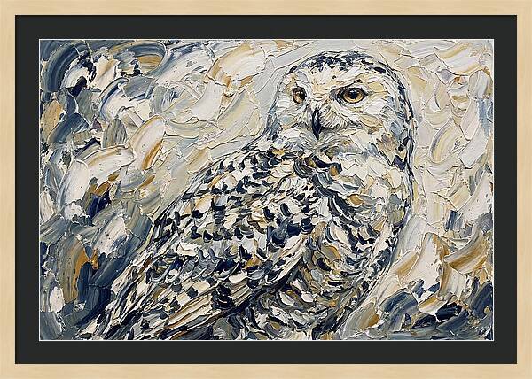 Snowy Owl In Palette Knife Style