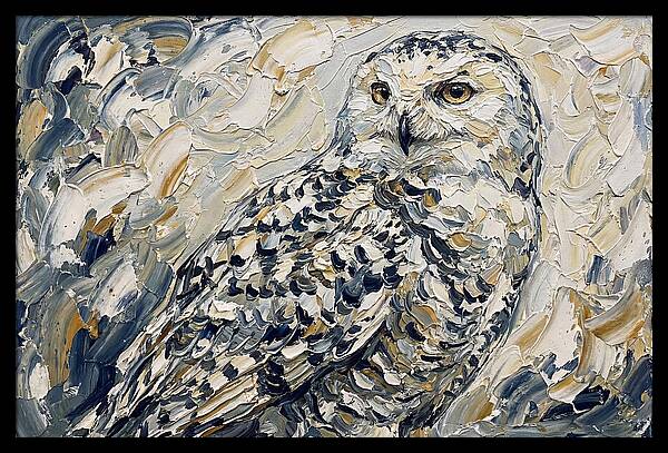 Snowy Owl In Palette Knife Style