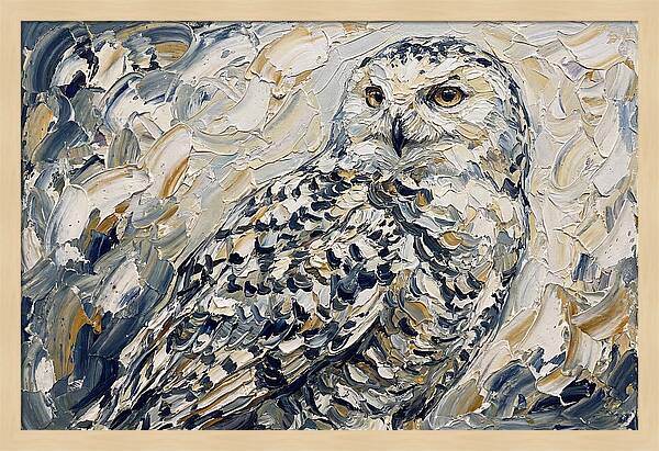 Snowy Owl In Palette Knife Style