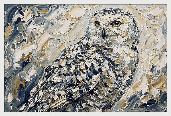 Snowy Owl In Palette Knife Style