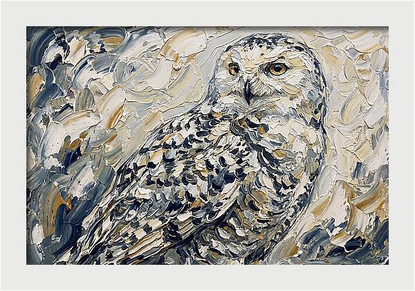 Snowy Owl In Palette Knife Style