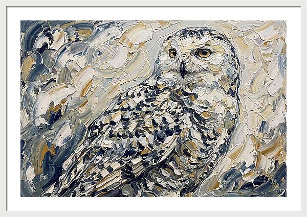 Snowy Owl In Palette Knife Style