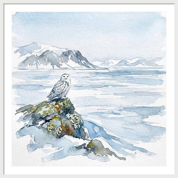 Snowy Owl In Winter Landscape